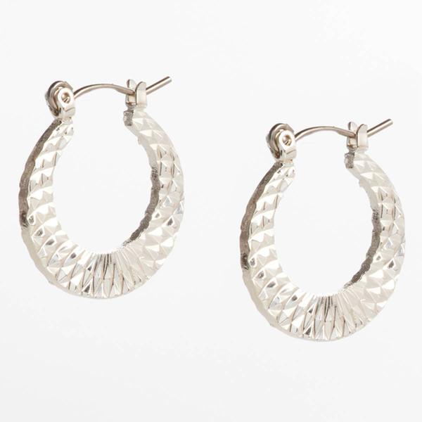Design Collection Silver-Tone Textured Hoop Earrings