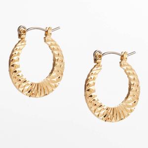 Design Collection Gold-Tone Textured Hoop Earrings