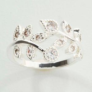 Ashley Cooper(tm) Silver CZ Pave Leaf Wrap Ring