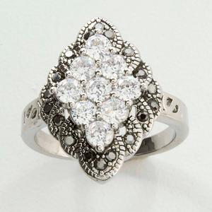 Ashley Cooper(tm) Silver Marcasite Cluster Shield Ring