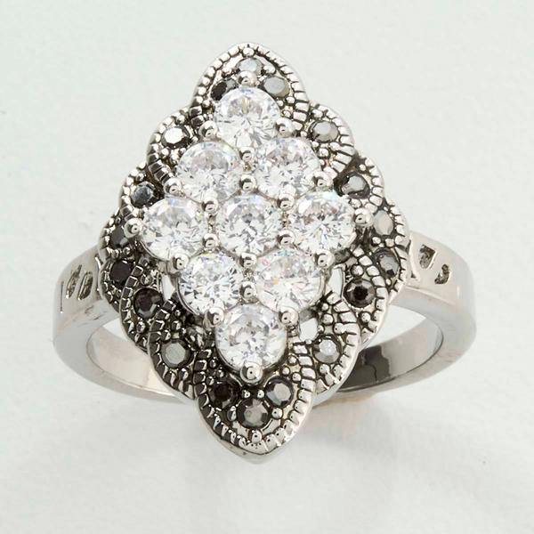 Ashley Cooper(tm) Silver Marcasite Cluster Shield Ring