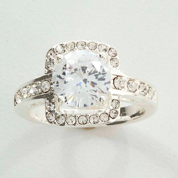 Ashley Cooper(tm) Silver Round CZ Stone Pave Ring