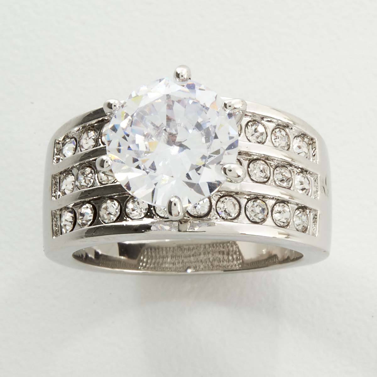 Ashley Cooper(tm) Silver CZ Three Band Pave Ring