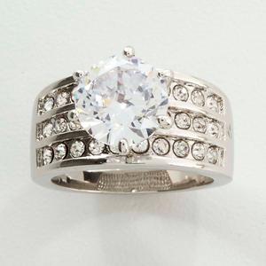 Ashley Cooper(tm) Silver CZ Three Band Pave Statement Ring
