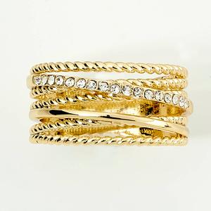 Ashley Cooper(tm) Textured Gold CZ Stones Statement Ring