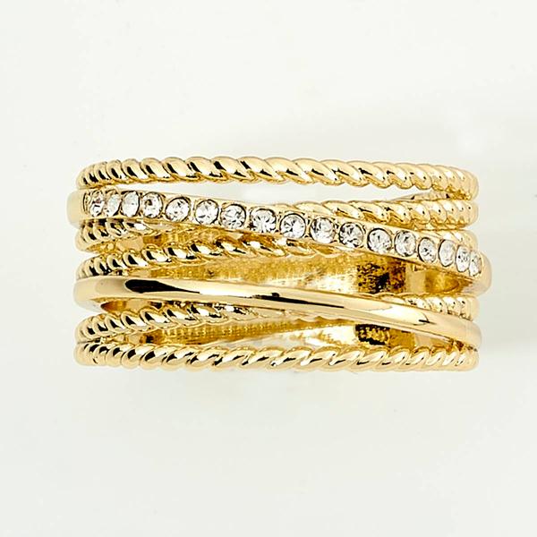 Ashley Cooper(tm) Textured Gold CZ Stones Statement Ring