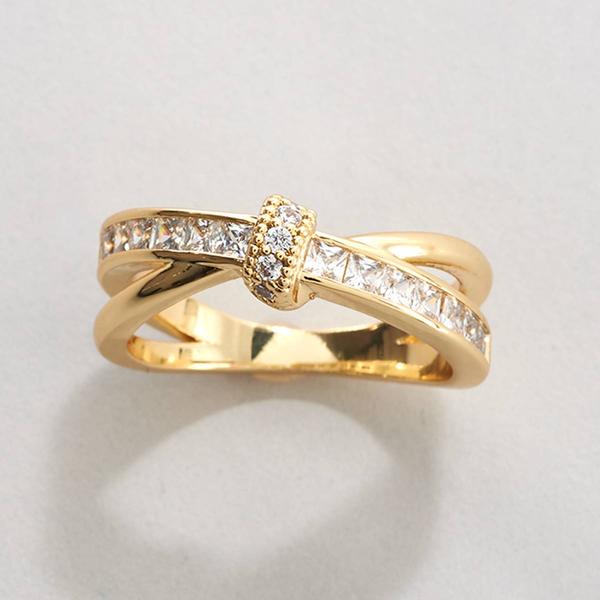 Ashley Cooper(tm) Gold-Tone X Cross Statement Ring w/ CZ Stones