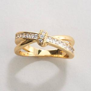 Ashley Cooper(tm) Gold-Tone X Cross Statement Ring w/ CZ Stones