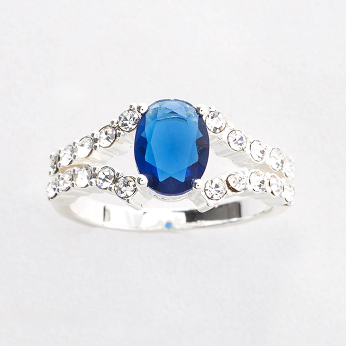 Ashley Cooper(tm) Silver-Tone Split Shank Blue Crystal Ring