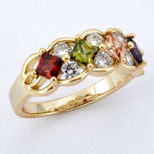 Ashley Cooper(tm) Multi-Colored Square Stones & Pave Statement Ring