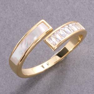 Ashley Cooper(tm) Gold-Tone CZ Baquette Mother of Pearl Bypass Ring