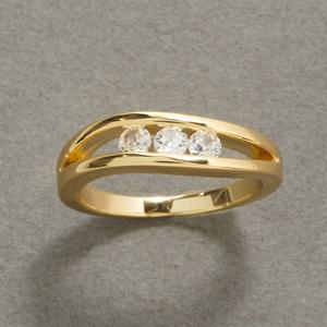 Ashley Cooper(tm) Gold 3 Round Clear Stone Open Band Ring