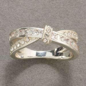 Ashley Cooper(tm) Silver Open X Knot Ring with Clear Stones Ring