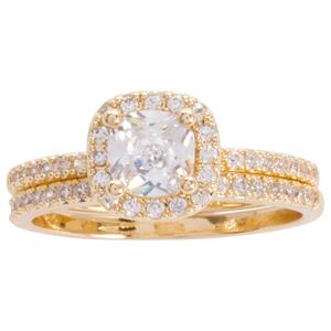 Ashley Cooper(tm) Gold-Tone Cushion-Cut CZ Pave Band Bridal Set