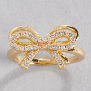 Ashley Cooper(tm) Gold-Tone Bow Ring w/ Champagne Stone & CZ