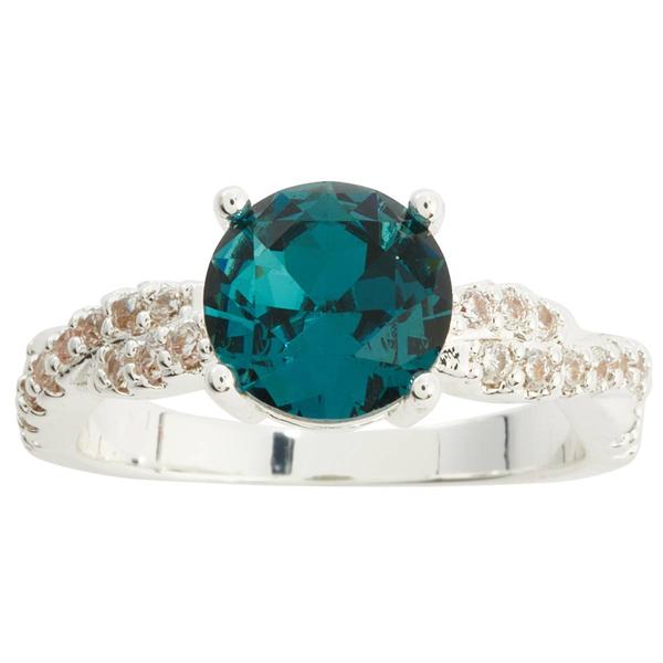 Ashley Cooper(tm) Silver-Tone Round Blue Crystal Twist Band Ring