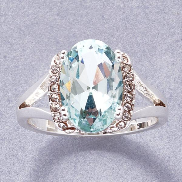 Ashley Cooper(tm) Silver-Tone Ring w/ Light Azure Stone & Clear Pave alternate view