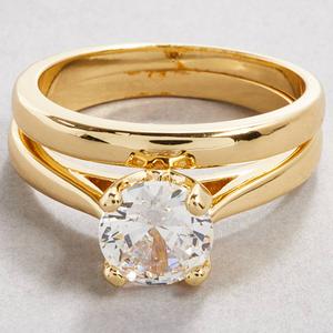 Ashley Cooper(tm) Gold-Tone Solitaire CZ Bridal Set