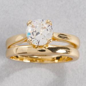 Ashley Cooper(tm) Gold-Tone CZ Solitaire Clear Stone Ring
