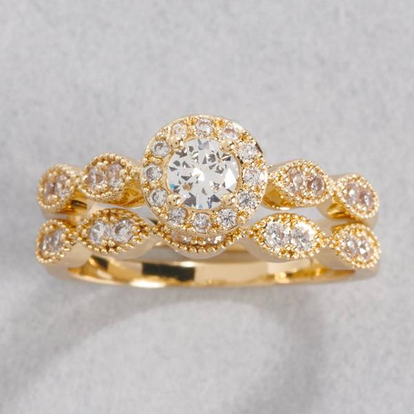 Ashley Cooper(tm) Gold-Tone Halo Marquise Cut Clear Stone Ring
