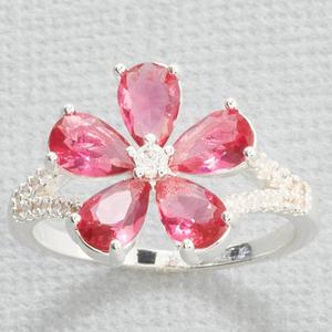 Ashley Cooper(tm) Silver-Plated Fuchsia CZ Ring