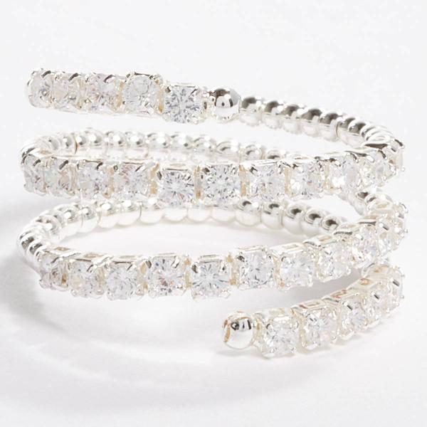 Ashley Cooper(tm) Silver-Tone CZ Swirl Wrap Ring