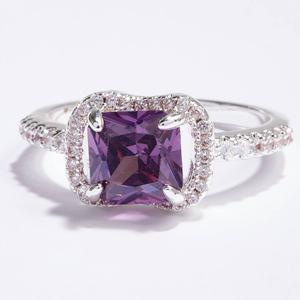 Ashley Cooper(tm) Silver-Tone Amethyst & Clear CZ Ring