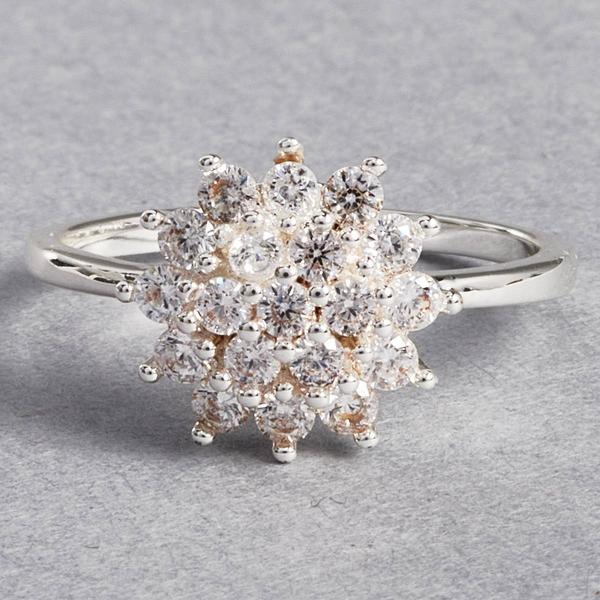 Ashley Cooper(tm) Silver-Tone Flower CZ Ring