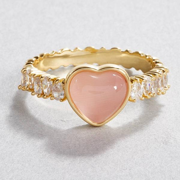 Ashley Cooper(tm) Gold-Tone Pink Cat's Eye Heart Ring