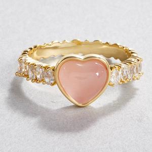 Ashley Cooper(tm) Gold-Tone Pink Cat's Eye Heart Ring