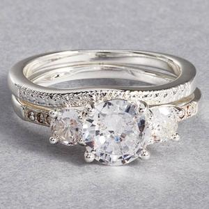 Ashley Cooper(tm) Silver-Tone CZ Pave Stone Bridal Set