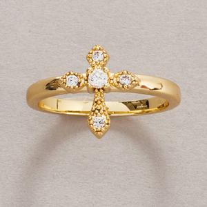 Ashley Cooper(tm) Gold-Tone CZ Cross Ring