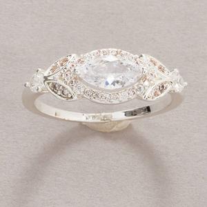 Ashley Cooper(tm) Silver-Tone East West CZ Oval Ring