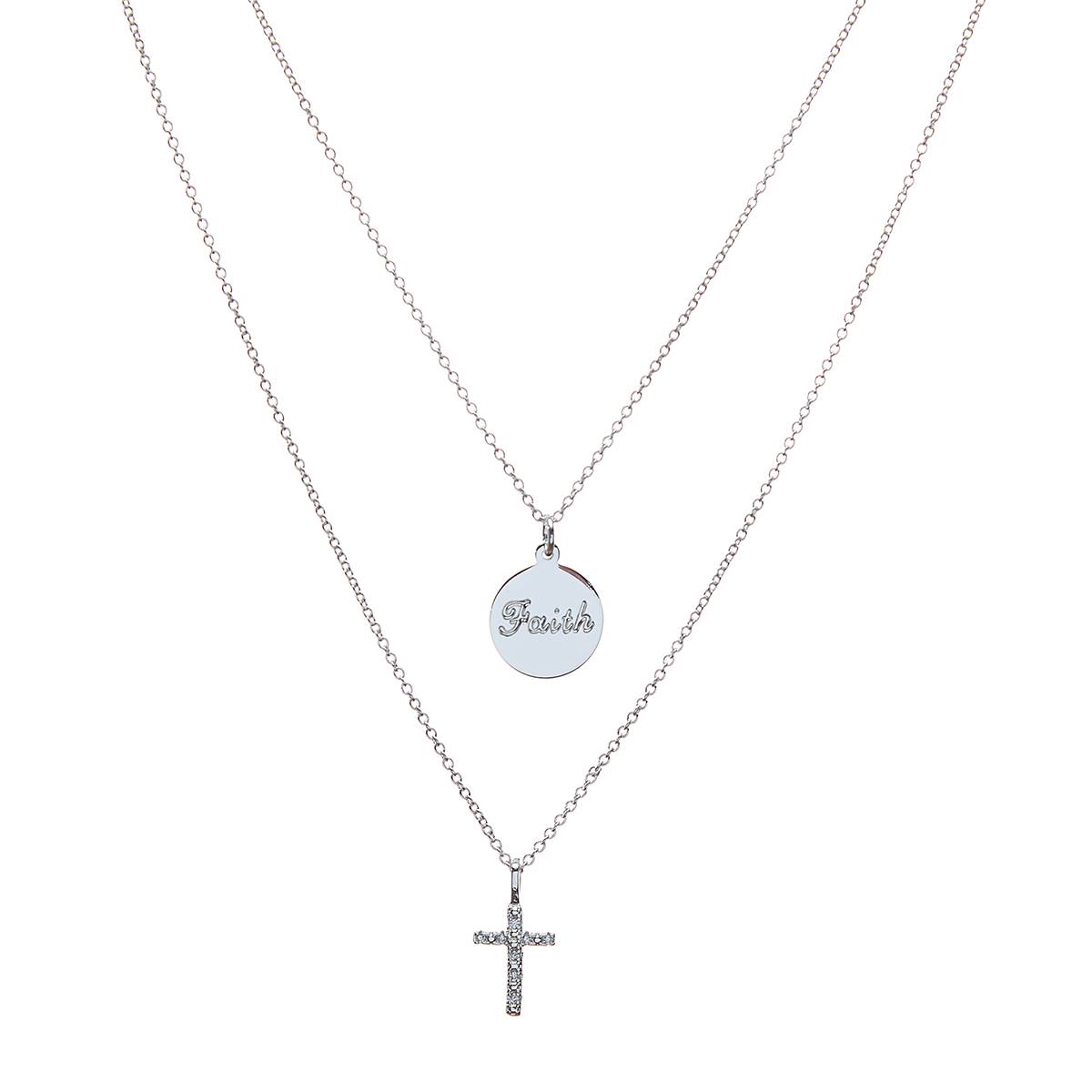 Beautiful Blessings Inspirational Cross Duo Faith CZ Pendant