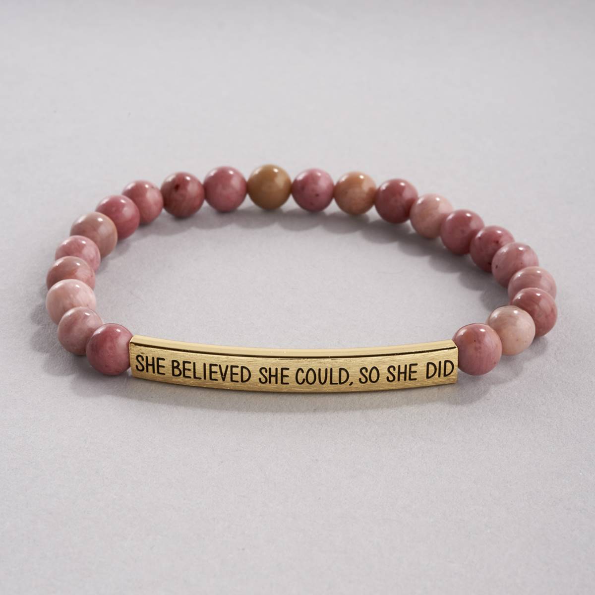 Beautiful Blessings Inspirational Genuine Rhodonite Bead Bracelet