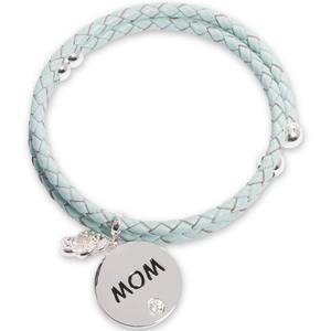Beautiful Blessings Leather Wrap Coil Bracelet with Mom Charm