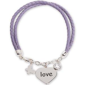 Beautiful Blessings Purple Leather Heart Charm Bracelet