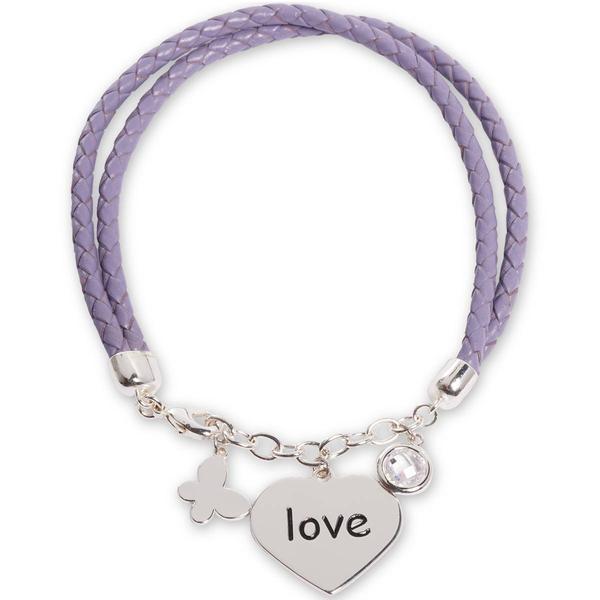 Beautiful Blessings Purple Leather Heart Charm Bracelet