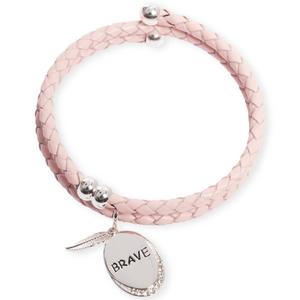Beautiful Blessings Pink Leather Coil Bracelet with Brave Charm