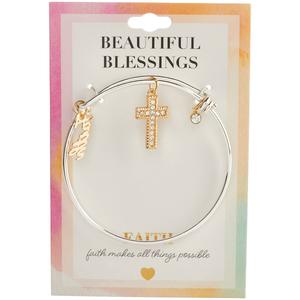 Beautiful Blessings Silver Cross Faith Charm Bracelet