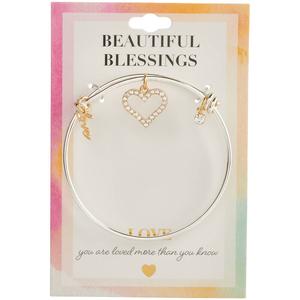 Beautiful Blessings Silver Heart & Love Charm Bracelet