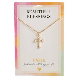 Beautiful Blessings Gold-Tone Cross Necklace with CZ Pave