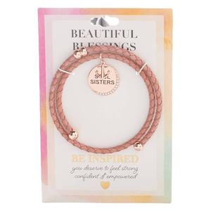 Beautiful Blessings Pink Leather Coil Soul Sisters Charm Bracelet