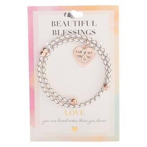 Beautiful Blessings White Leather Coil Infinity Charm Bracelet