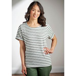 Petite Napa Valley Short Sleeve Stripe Jacquard Blouse