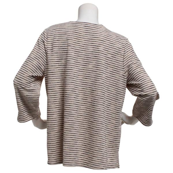 Plus Size Napa Valley 3/4 Sleeve Texture Stripe Knit Tee alternate view