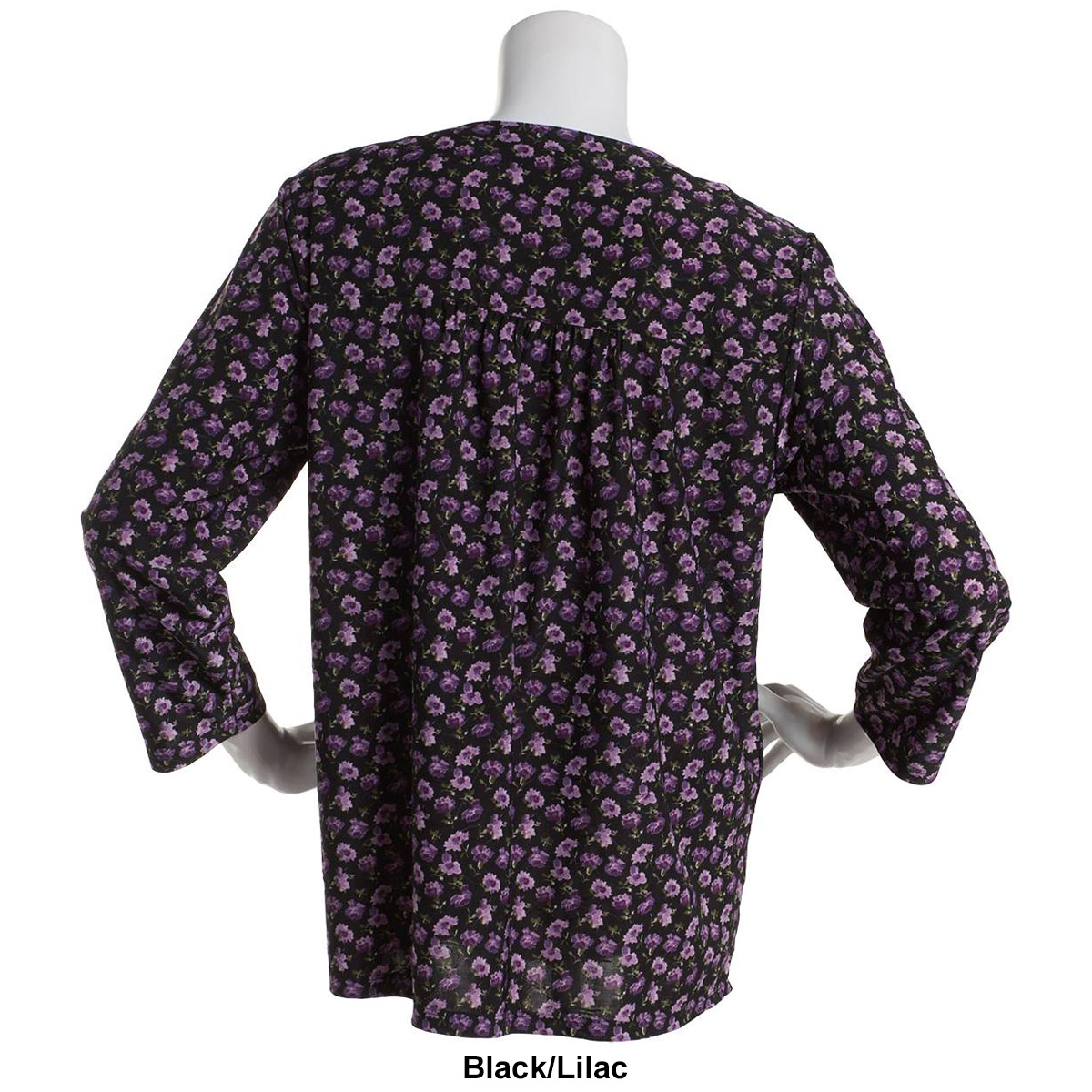 Petite Napa Valley 3/4 Sleeve Ditsy Floral Pleated Blouse