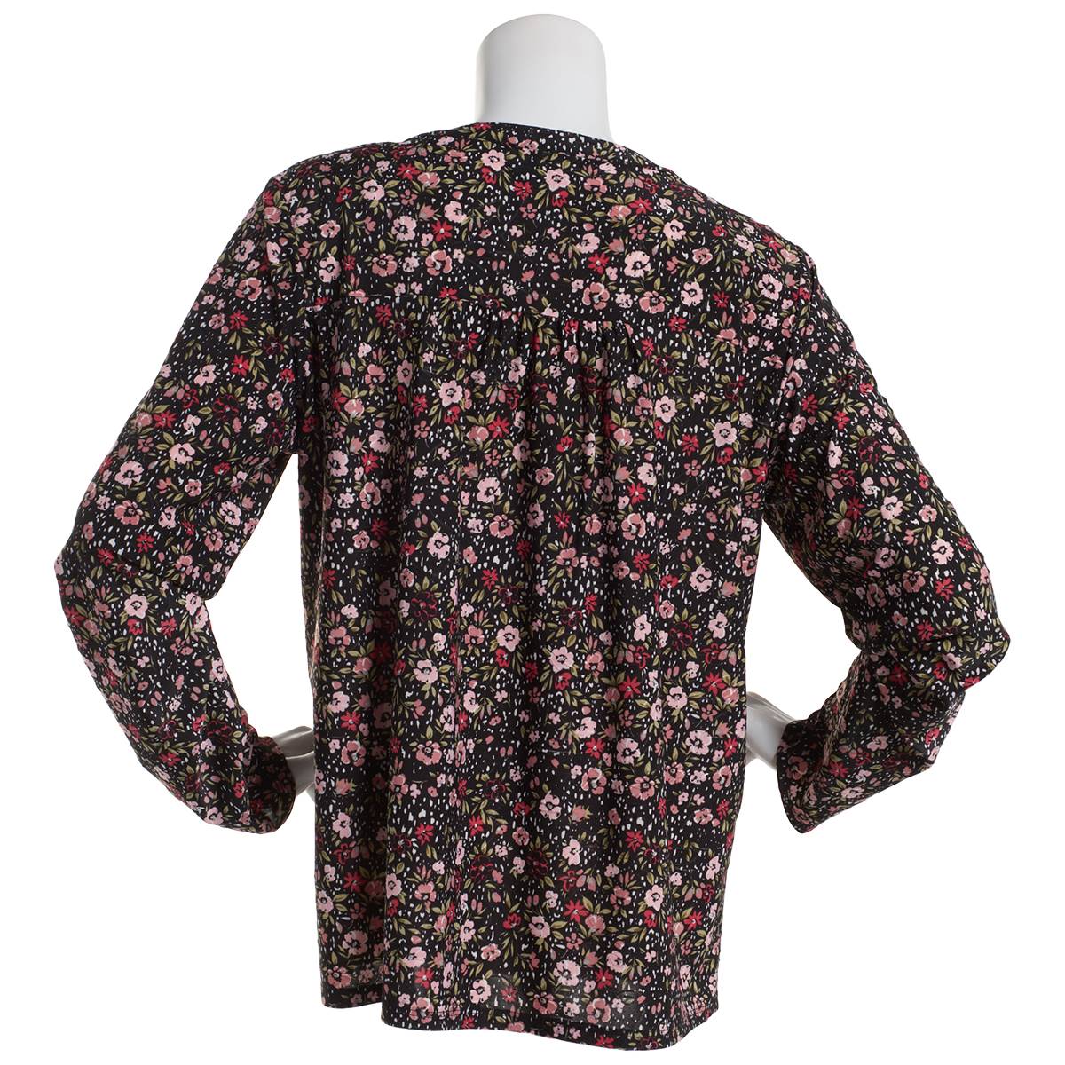 Plus Size Napa Valley 3/4 Sleeve Dot Floral Pleat Knit Blouse