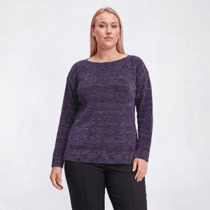 Plus Size Napa Valley Long Sleeve Solid Ribbed Boat Neck Sweater