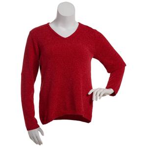Petite Napa Valley Long Sleeve Solid Chenille V-Neck Sweater alternate view